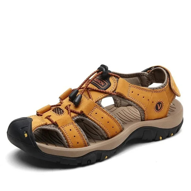2025 Genuine Leather Men Shoes Summer New Large Size Men's Sandals Men Sandals Fashion Sandals Slippers Big Size 38-47