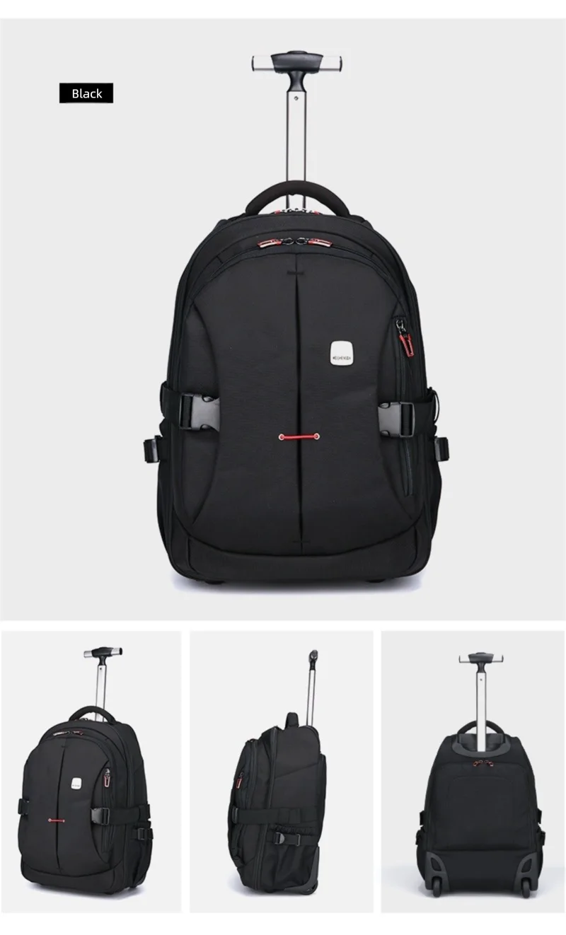 Airline Approved Carry On Backpack for Men Large Capacity Luggage with Telescopic Handle Durable Wheels TSA Friendly Travel Bag