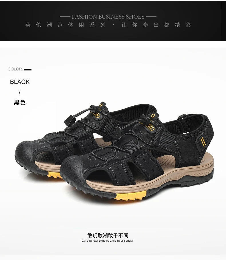 Summer Men Sandals Genuine Leather Mens Casual Shoes Outdoor Men Leather Sandals for Men Beach Shoes Roman mens Shoes