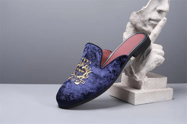 2025 New Male Casual Mules Moccasins Breathable Loafers Men's Tassels Half Slippers Suede Leather Shoes Zapatos Hombre