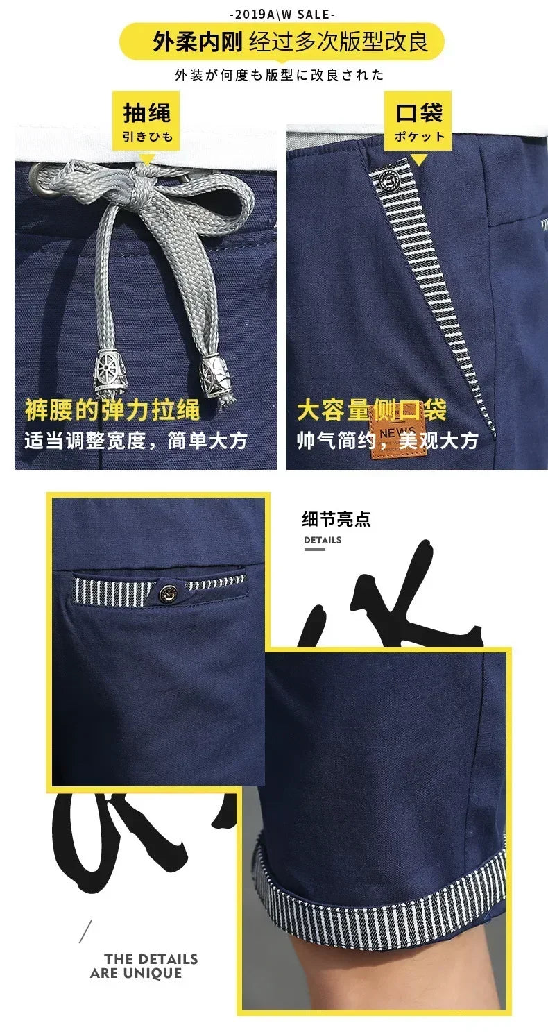 Sport Shorts Man Summer Men's Casual Cotton Linen Shorts Beach Short Pants Male Bermudas Trend Breeches Casual Classic Brand