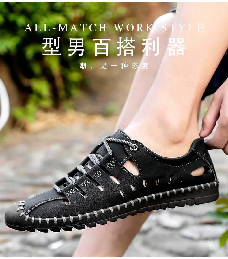 Men Leather Sandals Comfortable Outdoor Casual Shoes 2022 Summer Beach Casual Walking Male Sneakers Men Beach Casual Sandals