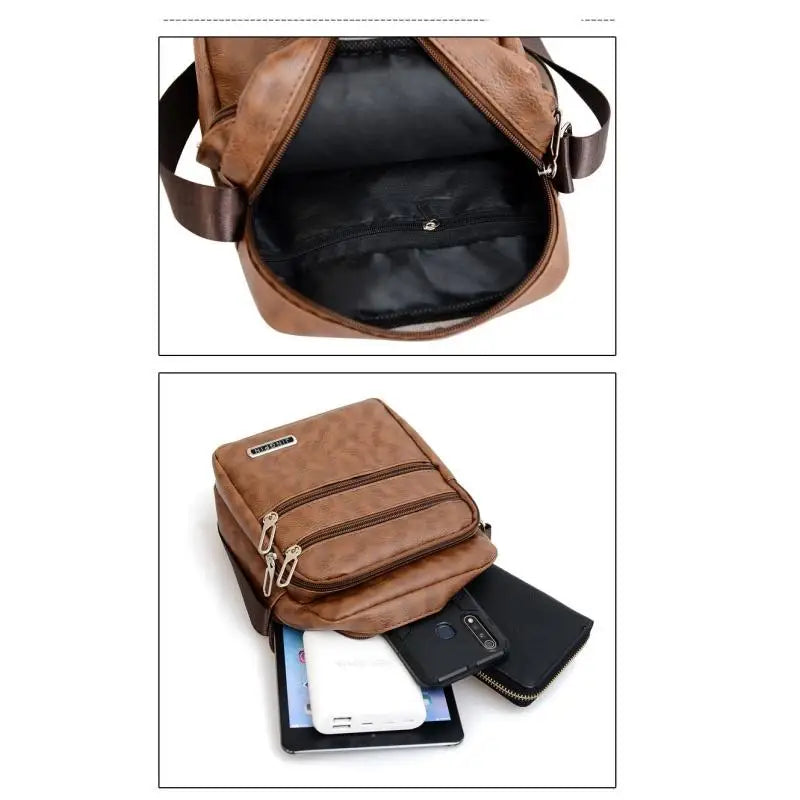 Men's PU Leather Crossbody Shoulder Bags High quality Tote Fashion Business Man Messenger Bag  Leather Bags fanny pack