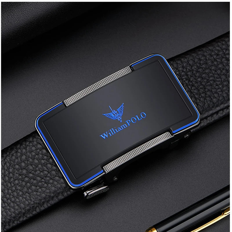Men's leather belt with automatic buckle, casual pants belt, fashionable high-end belt, business waist belt