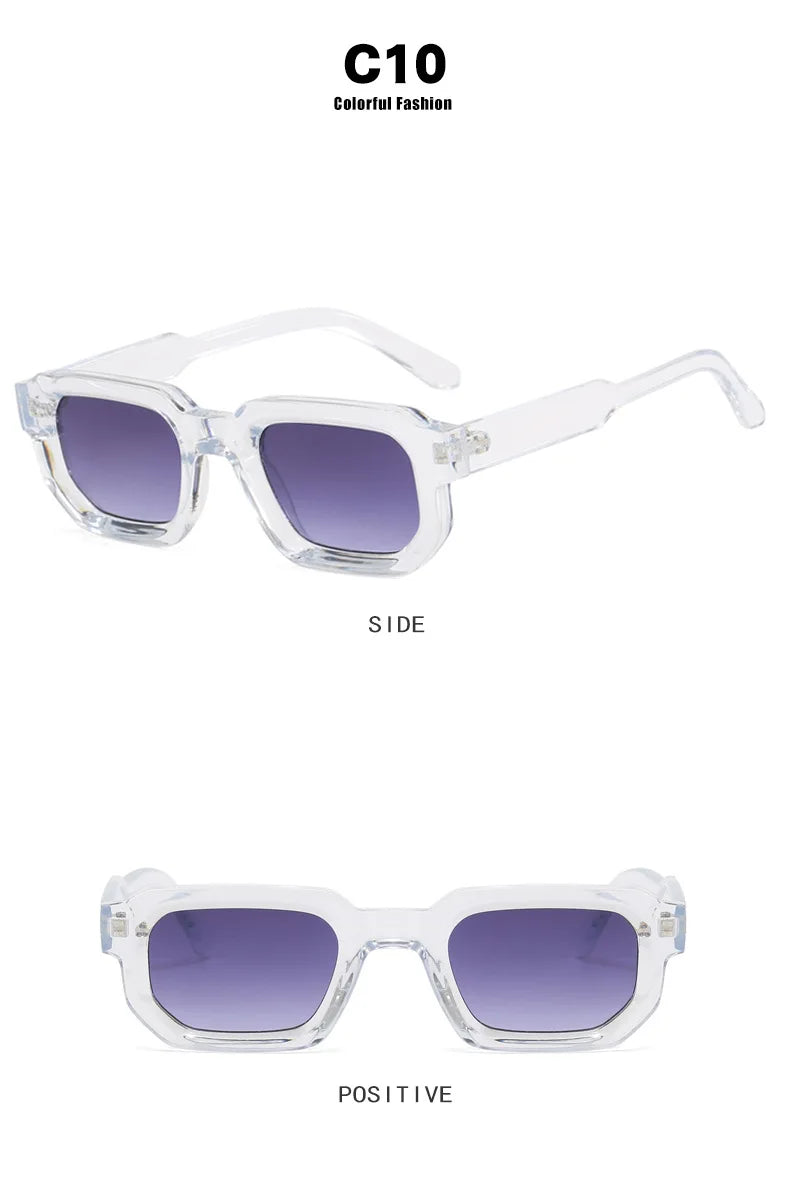 Men Vintage Rectangle Frame Sunglasses Fashion Retro Sun Glasses Luxury Brand Design UV400 Shades Eyewear Women Goggles