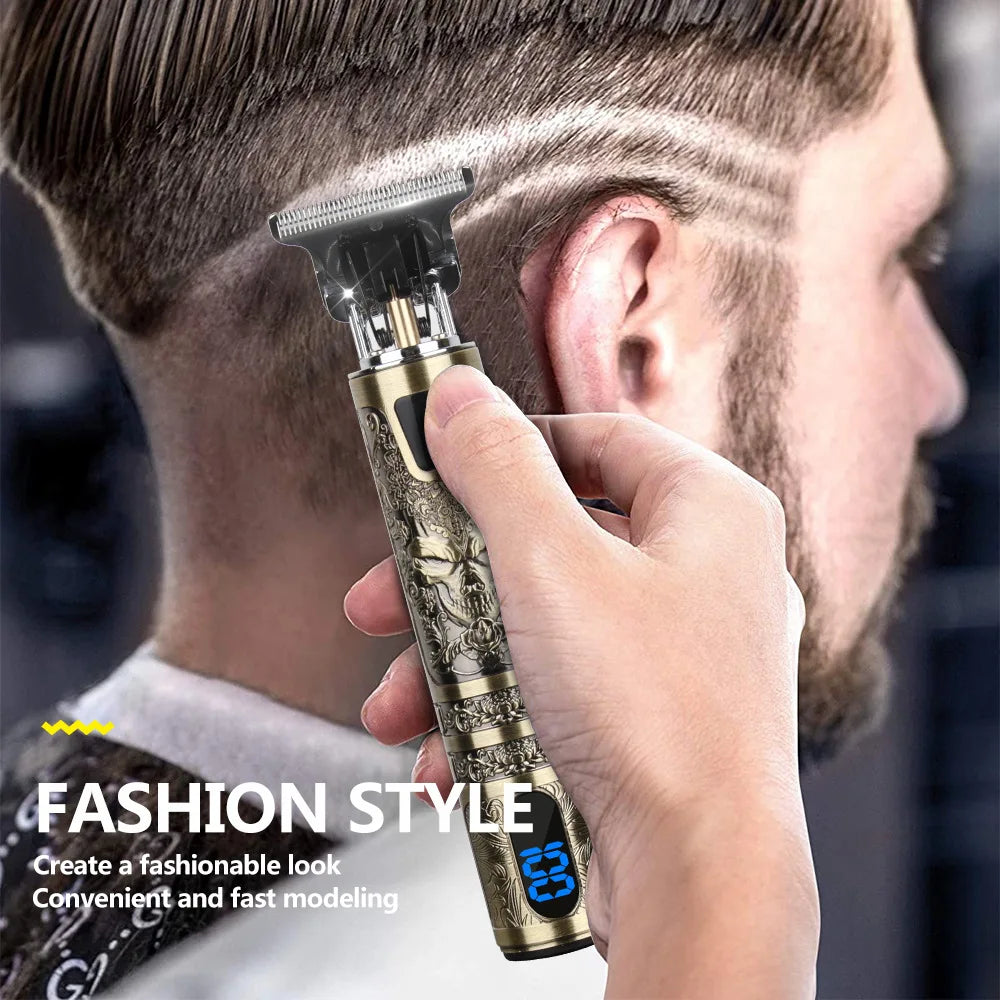 Professional Men's Electric Hair Clipper with LCD Display, USB Rechargeable for Faded Haircuts, Barber-Grade Trimmer