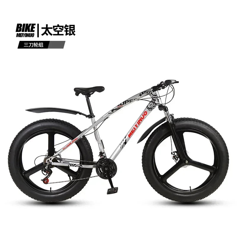 A Snowmobile 26 Inch Double Disc Wide Tires off-Road Speed Bike Adult Knight Bicycle Mountain Bike