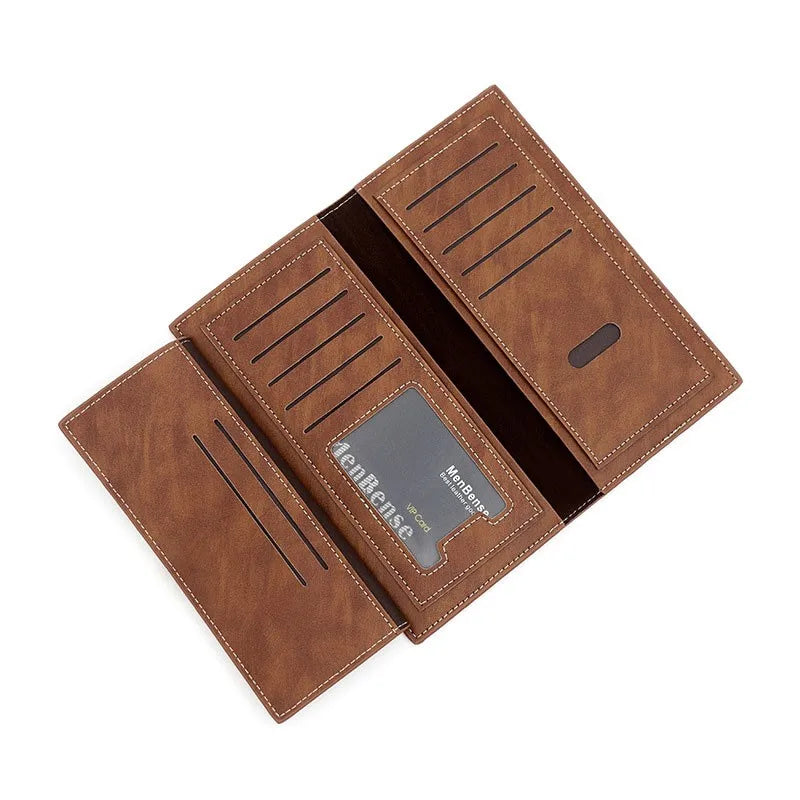 Men's Leather Wallet ID Card Holder Purse Checkbook Long Clutch Bifold Business Money Bag Man Wallets Cartera Hombre Carteras