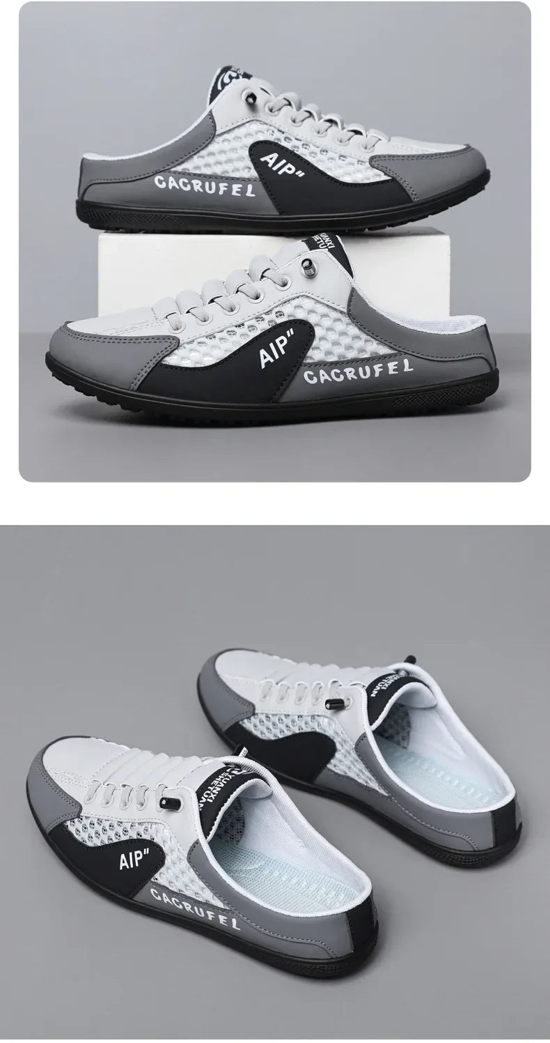 Men's Fashion Soft-soled Half Slippers Summer Trendy Bottom Casual Shoes Soft Sole Support Shoes Sneakers Half Drag Sandals