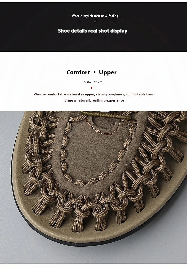 Men's braided casual outdoor sandals oversized sandals summer breathable oversized traceable shoes Roman sandals design Logo