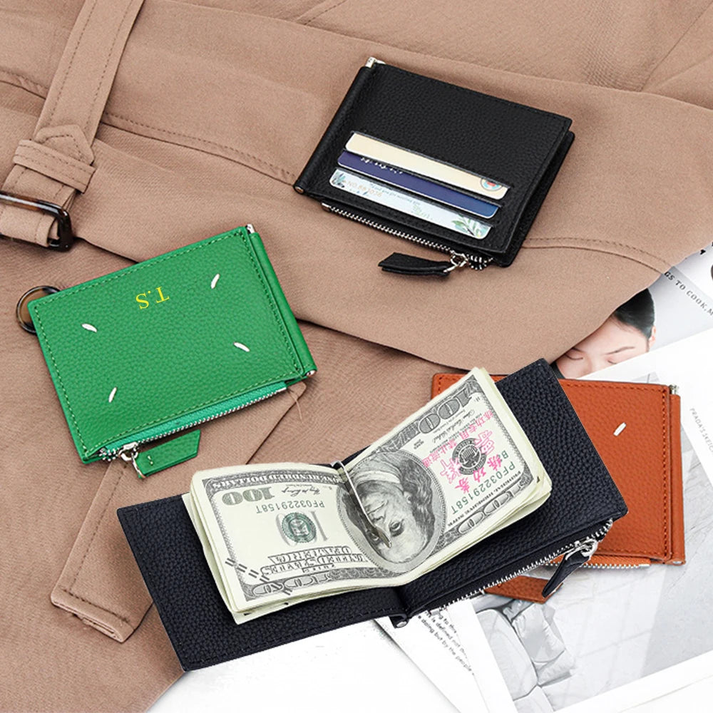 Luxury Design Genuine Leather Wallet For Woman Custom Initials Fashion Folding Passport Holder Business Card Holder Coin Purse