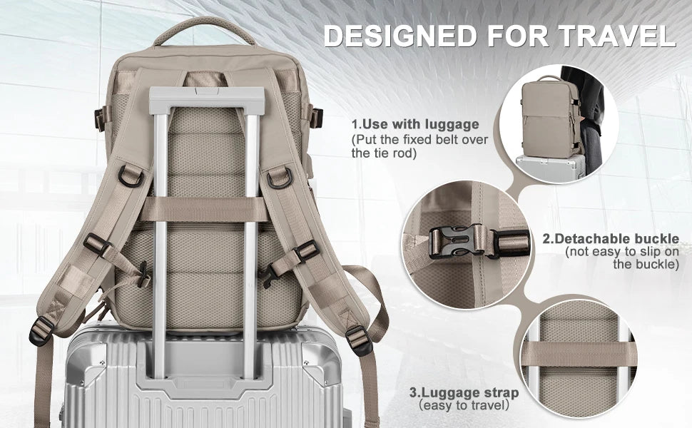 Travel Backpack for Men Women, 40L Flight Approved Carry on Hand Luggage, Anti-Theft Business Laptop Large Daypack Weekender Bag