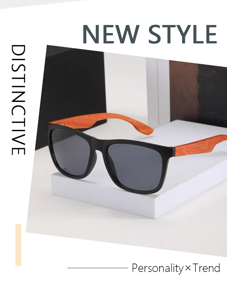 Wooden Square Sunglasses Women Men Vintage Fashion Luxury Sun Glasses Fishing Driving Eyeglas Lady Man UV400 Protective Glasses