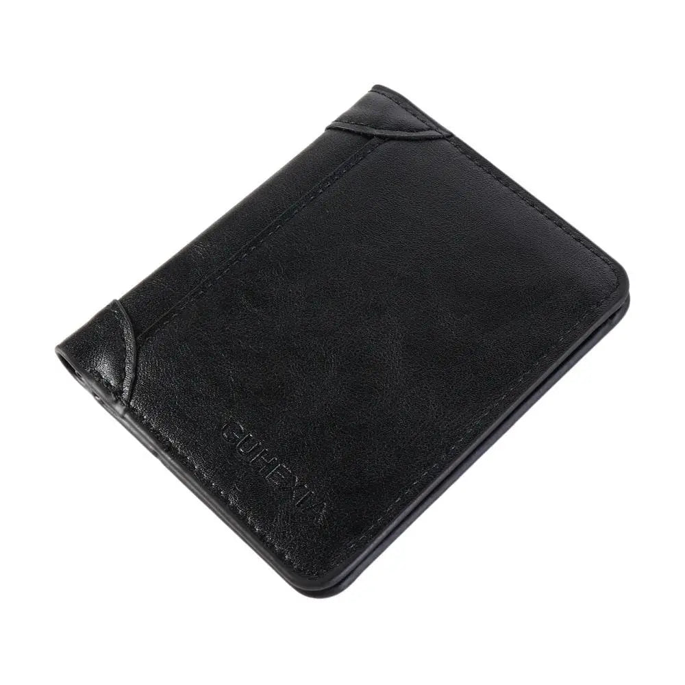 Leather 2 Fold Wallets Urban Recreational Style Soft Men's Short Wallet Multifunction Solid Color Male Leather Purse Shopping
