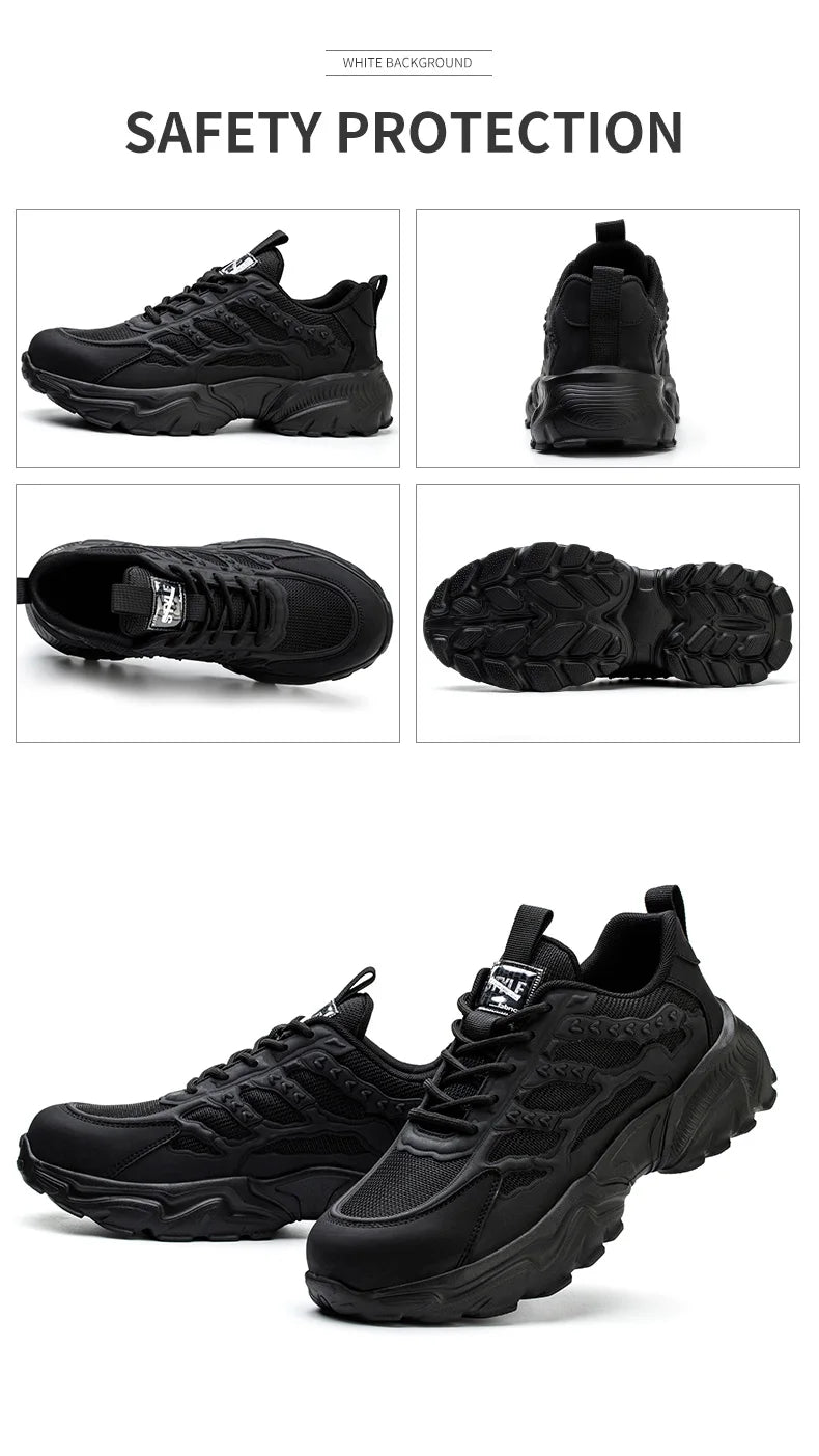 Work Safety Shoes For Men Lightweight Protective Work Sneakers Lightweight Men Shoes Breathable Shoes Anti-Puncture Work Shoe