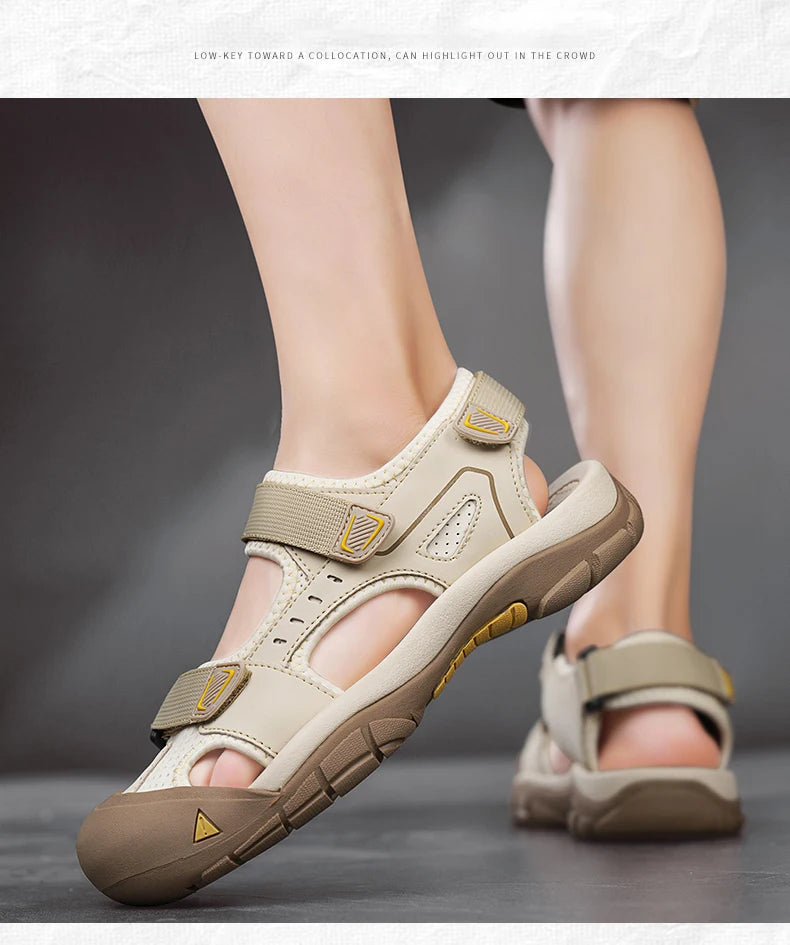 New Fashion Summer Casual Men's Shoes Beach Sandals Quality Closed Toe Sandals Soft Breathable Large Size Men Sandals Size 38-46