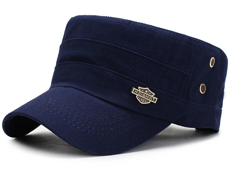 Men  Cap Summer Autumn Casual Cadet Hat Flat Top Caps Female Vintage Hats Bone Man Cap Fashion Shade Cotton Cap