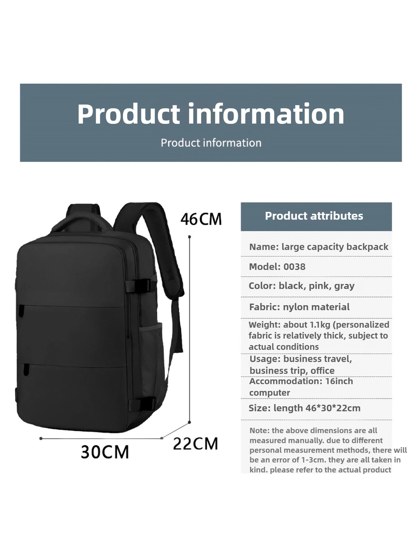 Mountaineering Bag Large Capacity Men's and Women's Business Commuter Leisure Backpack Multi-compartment Travel Backpack