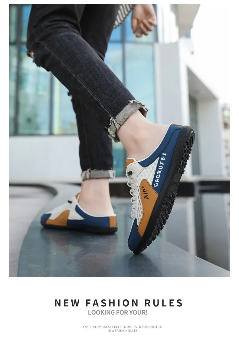 Men's Fashion Soft-soled Half Slippers Summer Trendy Bottom Casual Shoes Soft Sole Support Shoes Sneakers Half Drag Sandals