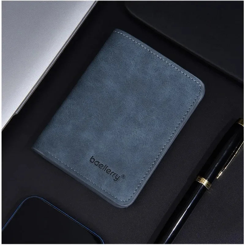New Baellerry Wallet for Men PU Leather Front Pocket Minimalist Money ClipTravel Essentials Black blue brown gray four colors