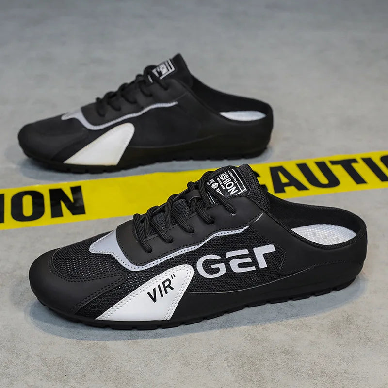Men Slippers Trend Baotou Shoes for Men Summer Breathable Casual Shoe Vulcanized Flats Male Sneakers Half Slip-on Shoes 2026