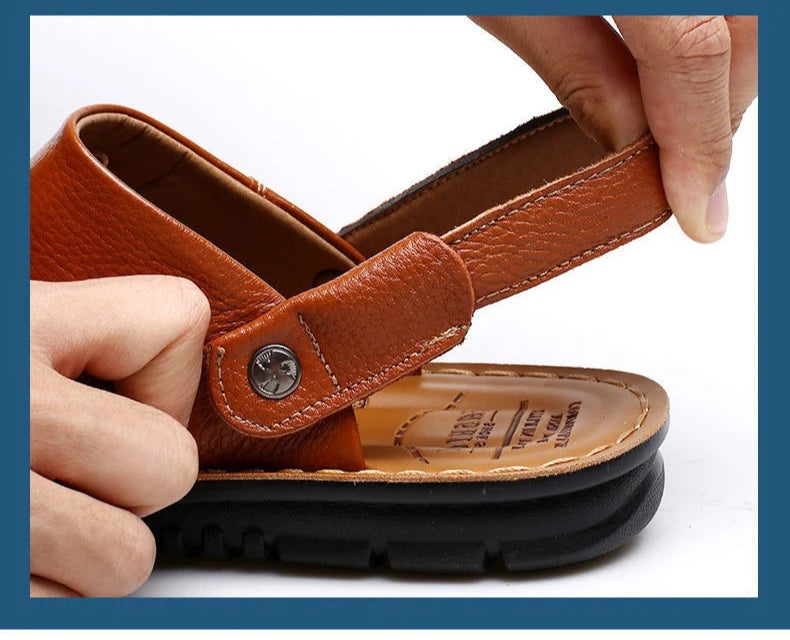 Men's Sandals Fashion Casual Leather Sandals Outdoor Non Slip Trekking Sandalias Summer New Beach Shoes for Man Designer Slipper
