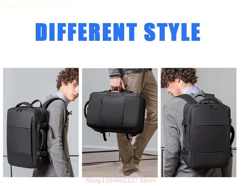 Men's travel backpack waterproof business school expandable laptop bag large capacity USB port stylish casual backpack forTravel
