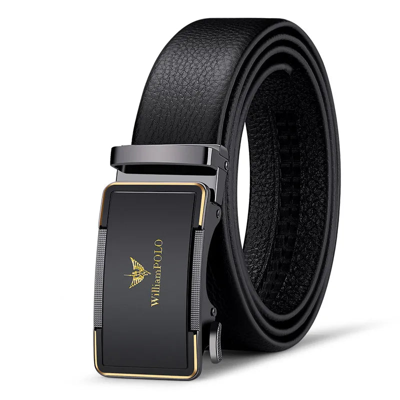 Men's leather belt with automatic buckle, casual pants belt, fashionable high-end belt, business waist belt