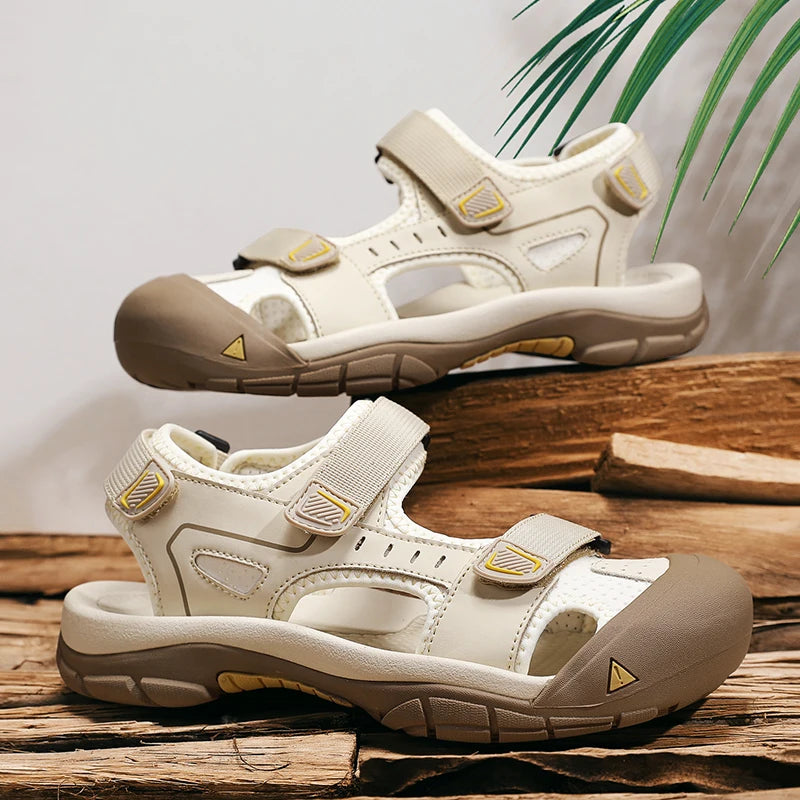 New Fashion Summer Casual Men's Shoes Beach Sandals Quality Closed Toe Sandals Soft Breathable Large Size Men Sandals Size 38-46