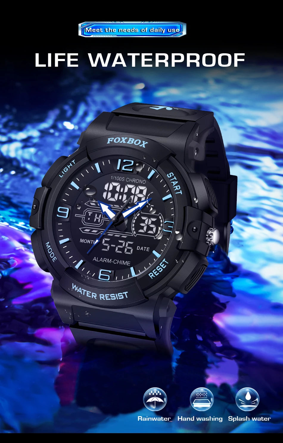 LIGE New Watches For Men 50M Waterproof Clock Alarm reloj hombre LCD Dual Display Wristwatch Quartz Military Sports Mens Watches