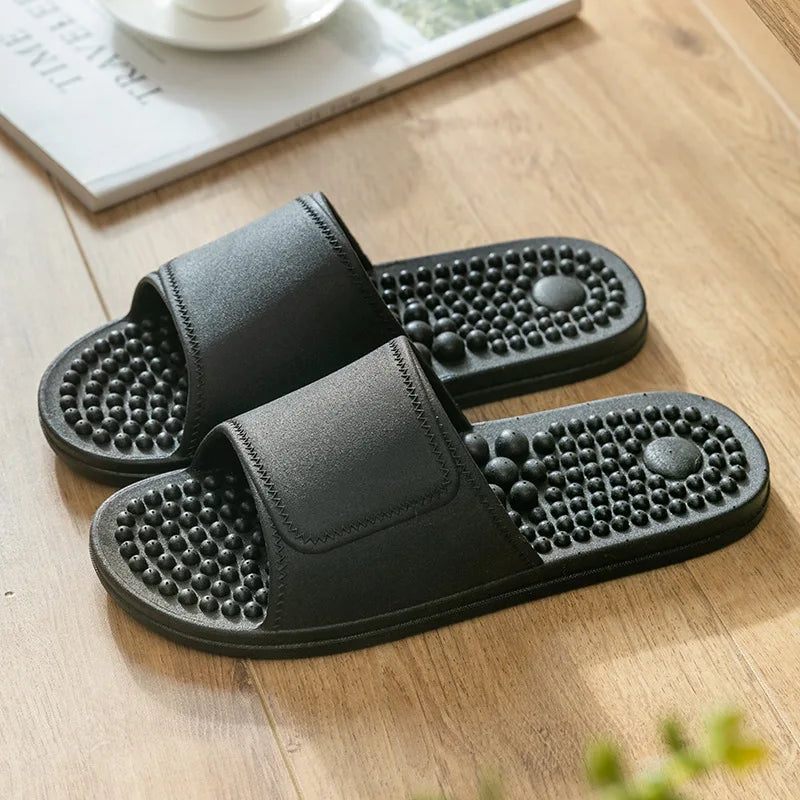 Women Men Foot Massage Slippers Indoor Bathroom Non-slip Soft Slides Comfort Flats Couples Home Relief Feet Health Care Shoes