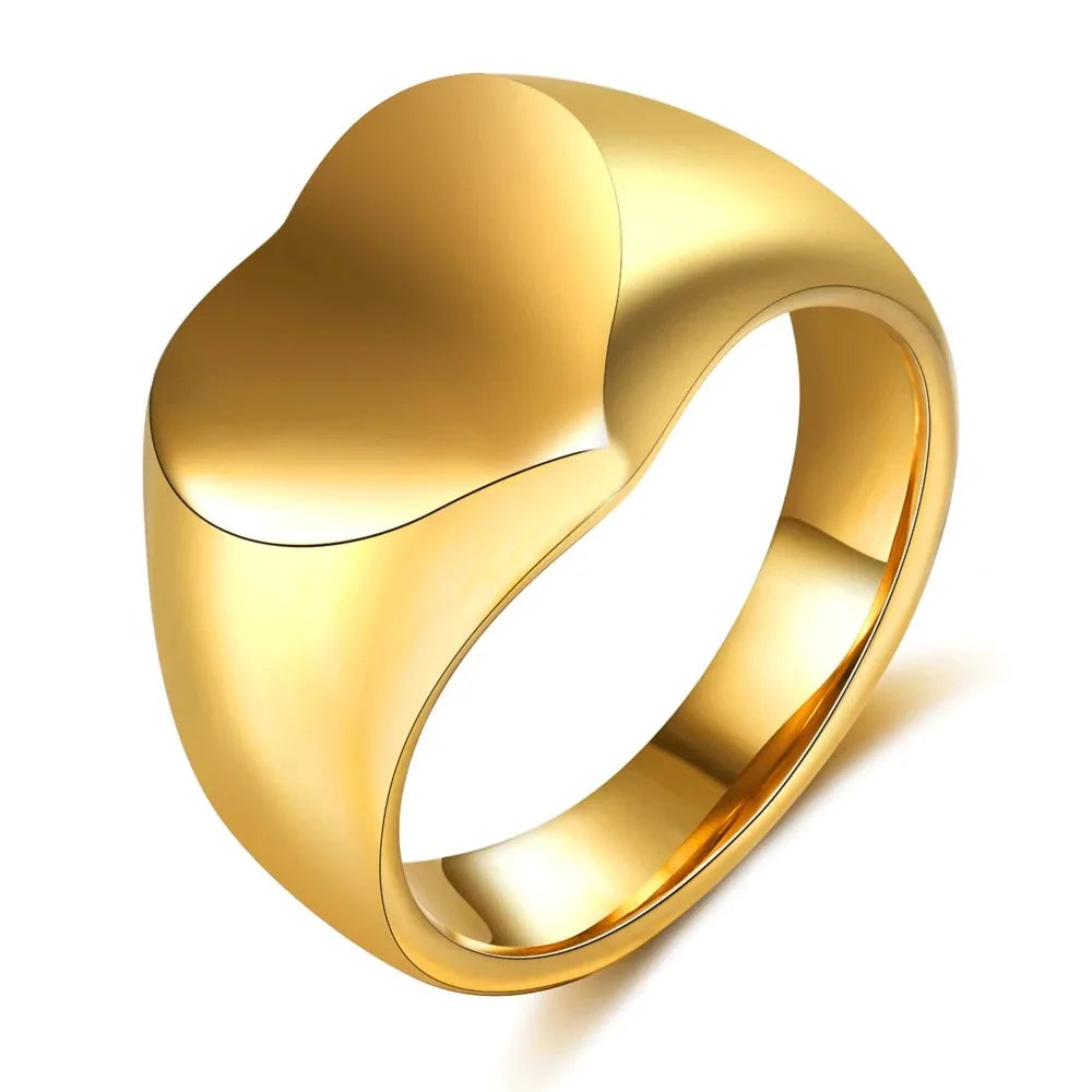 Customized Women Signet Ring Name Letter Pattern Logo Stainless Steel Rings Punk Candid Fashion Jewelry Male Wedding Accessories