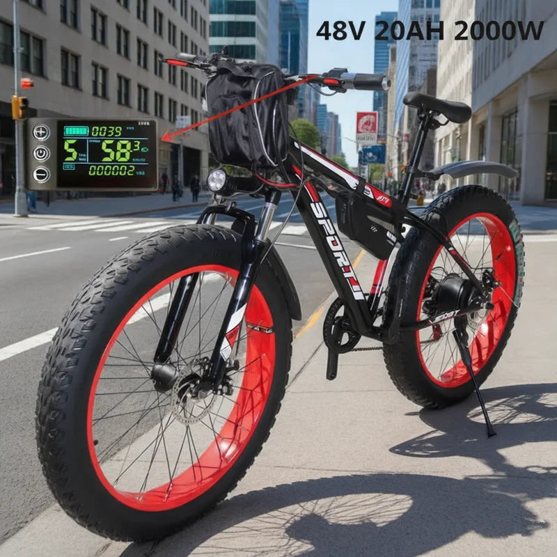 1000W 2000W power mountain bike lithium electric bicycle 48V 20Ah electric bicycle eBike electric bicycle electric snowmobile