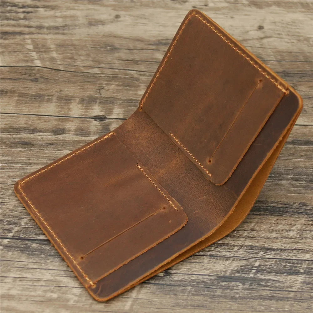 Men's Crazy Horse Leather Wallet, Genuine Leather Wallet, Card Bag, Simple Retro European and American Style, Mens Purse