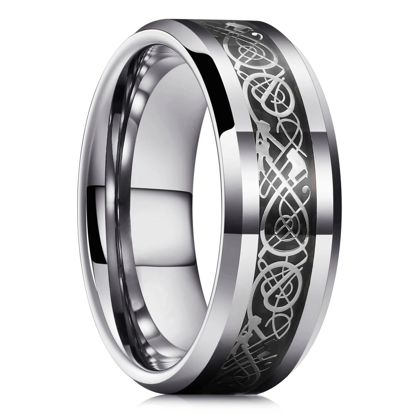 Fashion 8mm Green Color Titanium Stainless Steel Rings for Men Women Black Brushed Men Promise Rings Wedding Party Jewelry Gifts