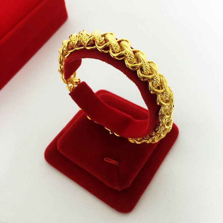 Real Gold color Chain Bracelet for men Pure Adjustable Fried Dough Twists Chain for Women Fine Jewelry Gifts