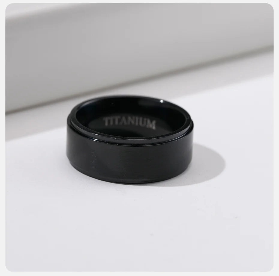 Vnox 8mm Black Titanium Ring for Men,Simple Matte Surface Wedding Band, US Size #7- #12