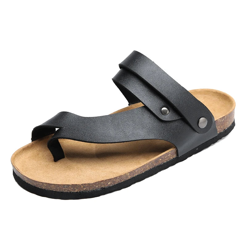 Mens Outdoor Open Toe Sandals Summer Breathable Beach Shoes Casual Sandals Indoor Soft Bottom Thickening Comfortable Non-slip