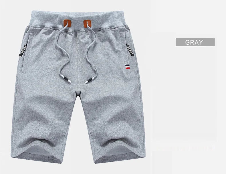 Shorts Men Cotton Casual Sports Men's Solid Shorts Drawstring Bermudas Elastic Waist Beach Short Pants Cool Summer New Fashion
