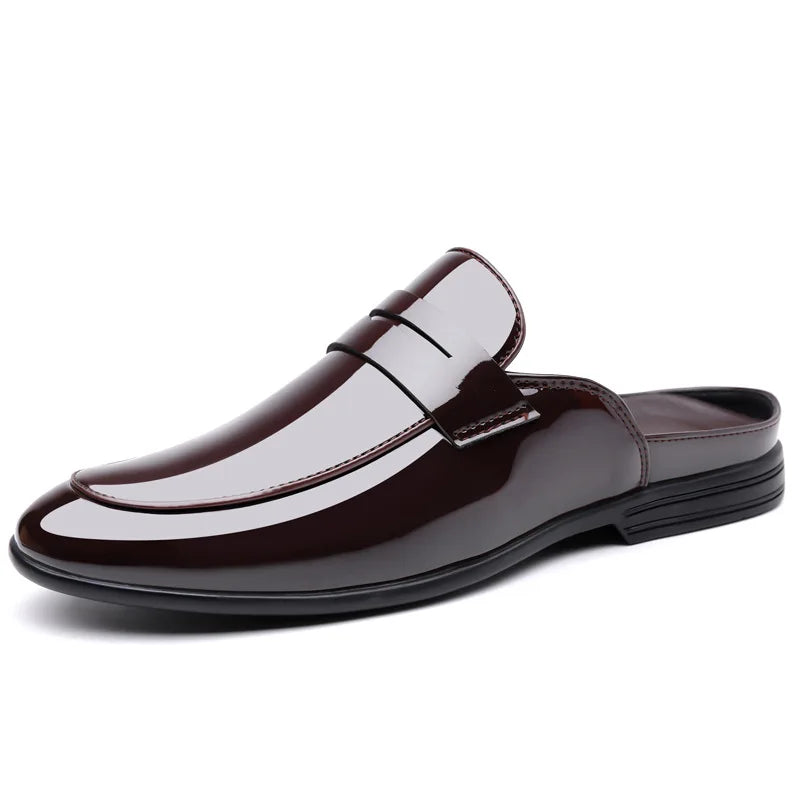 Brand Men's Shoes Luxury Leather Slippers Fashion Baotou Half Slippers for Men Business Dress Slippers Casual Loafers Man Shoes
