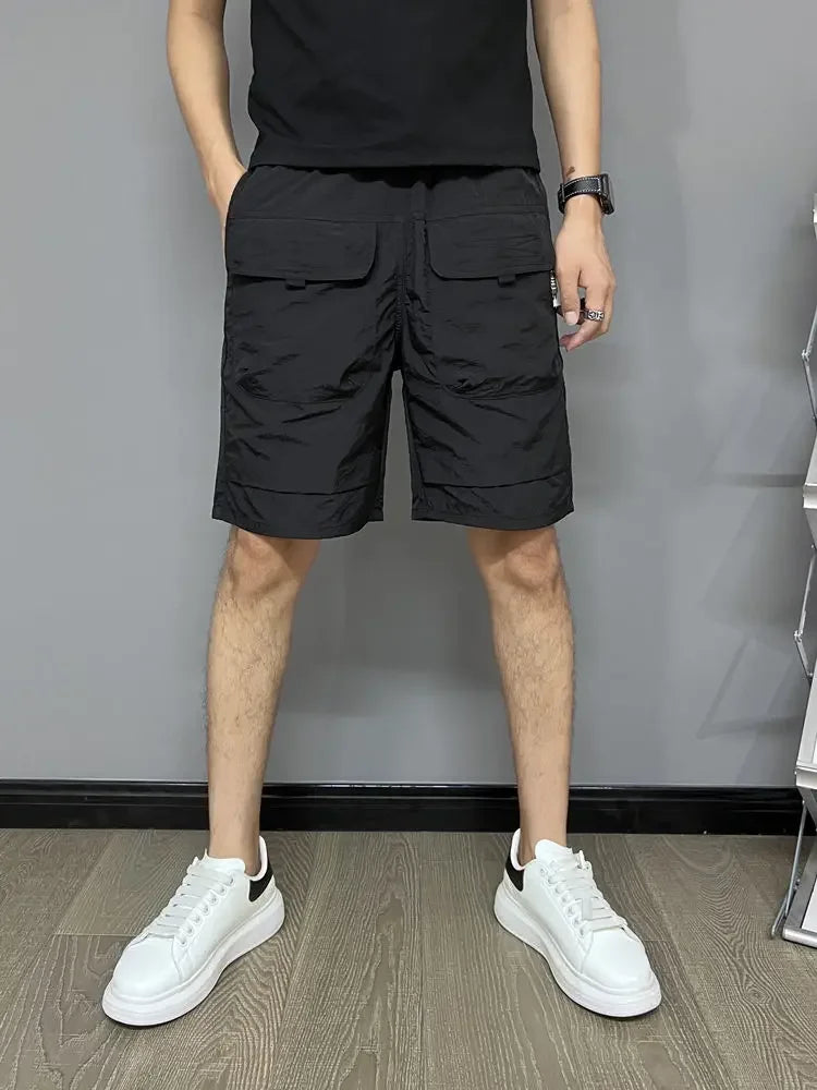 Men's Shorts Summer Thin American Large Pocket Work Casual Trendy Versatile Ice Silk Quick-drying Beach Pants Men