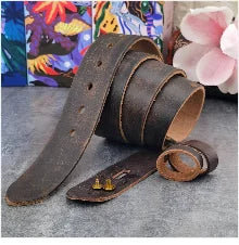 Brass Cowboy Belt Buckle Luxury Men Leather Belt Ceinture Homme Yellow Belts For Men Wide Male Strap Jeans Waist MBT0537