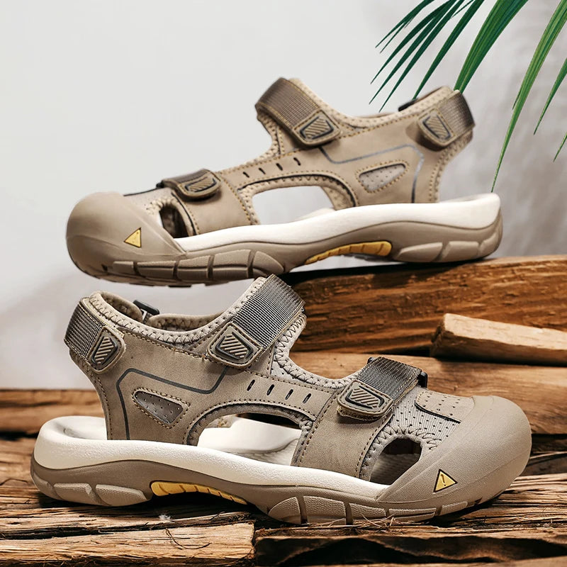 New Fashion Summer Casual Men's Shoes Beach Sandals Quality Closed Toe Sandals Soft Breathable Large Size Men Sandals Size 38-46