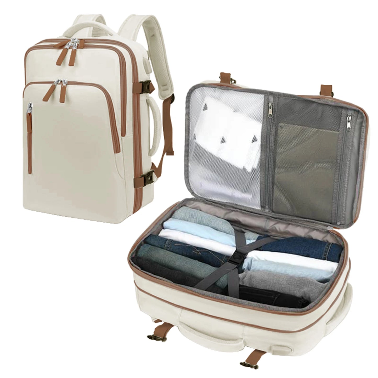 Men's Travel Backpack, Outdoor Luggage Backpack, Business Weekend Bag, Expandable, Large Capacity Travel Backpack, Commuting, Short-Distance Business Trip Luggage Bag, Perfectly Matches Backpack Accessories, Luggage Strap Des