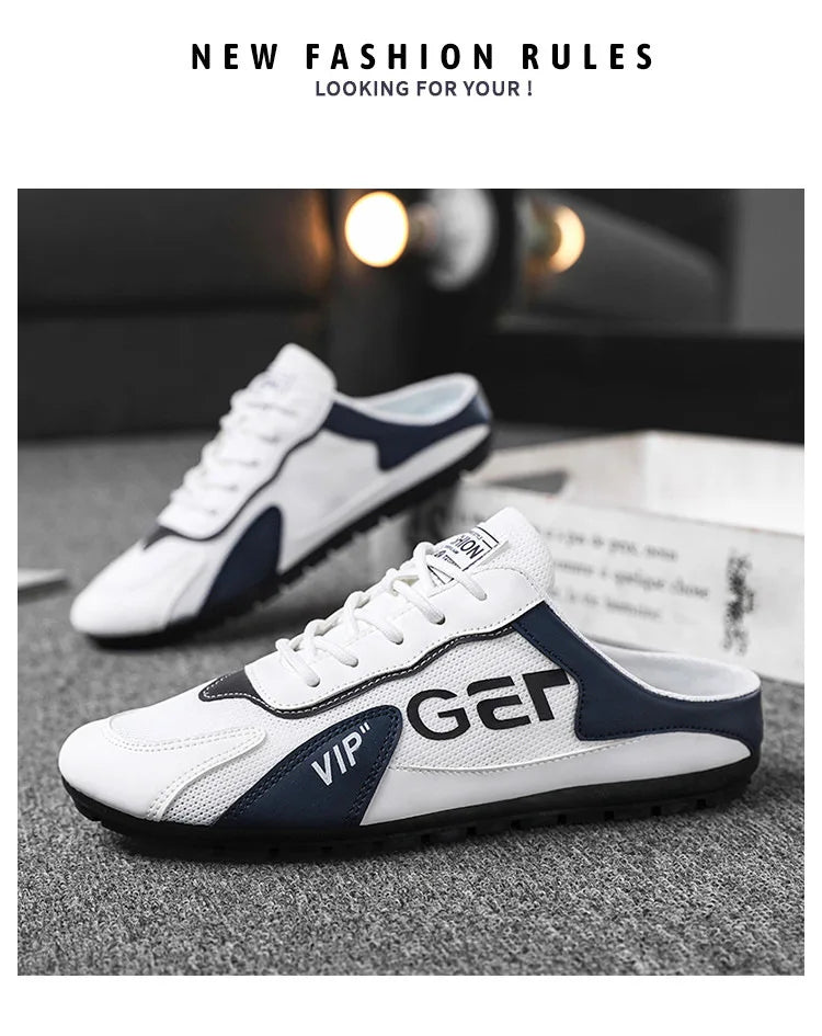 Men Slippers Trend Baotou Shoes for Men Summer Breathable Casual Shoe Vulcanized Flats Male Sneakers Half Slip-on Shoes 2026
