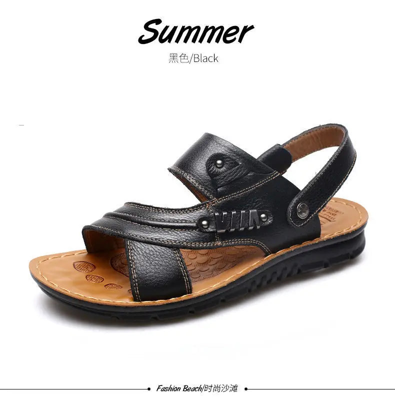 Men's Sandals Fashion Casual Leather Sandals Outdoor Non Slip Trekking Sandalias Summer New Beach Shoes for Man Designer Slipper