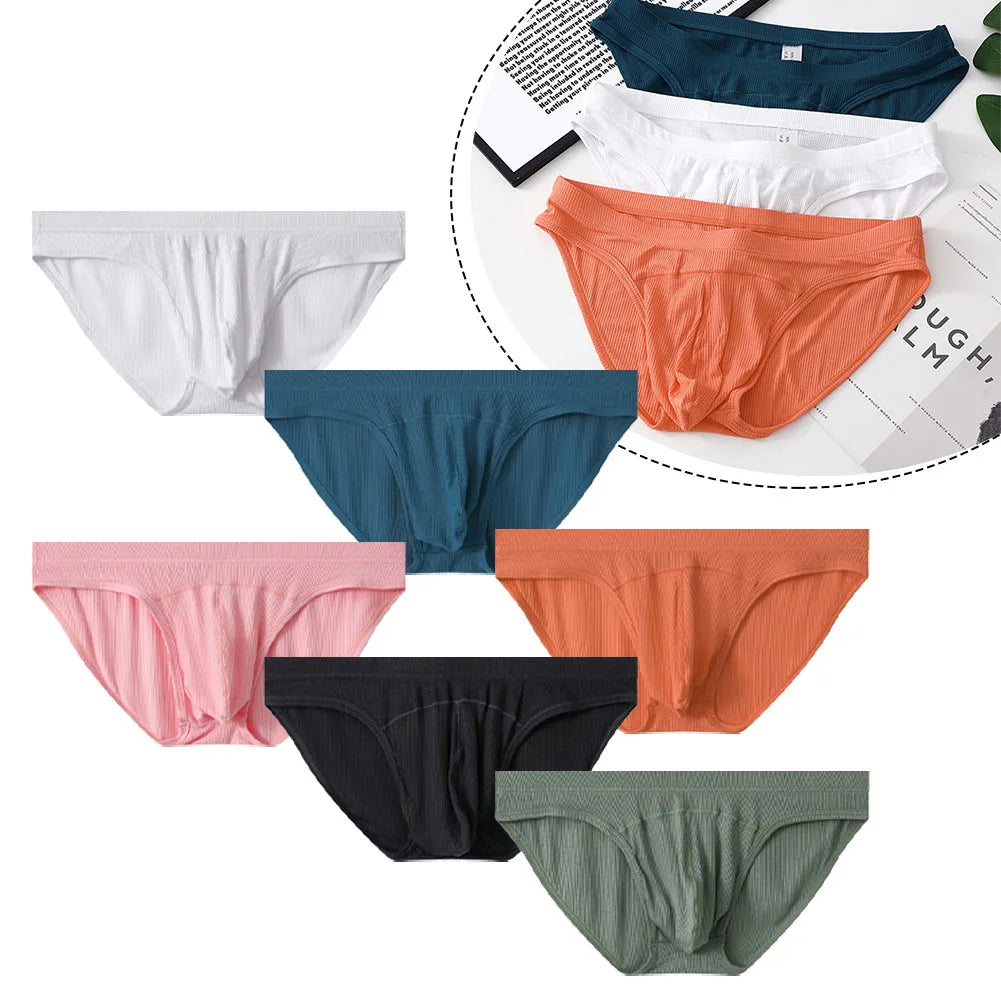 Underwear Men Threaded Low Waist U Convex Pouch Breathable Briefs Summer Quick-Drying underpants men Bikini Slip Homme panties