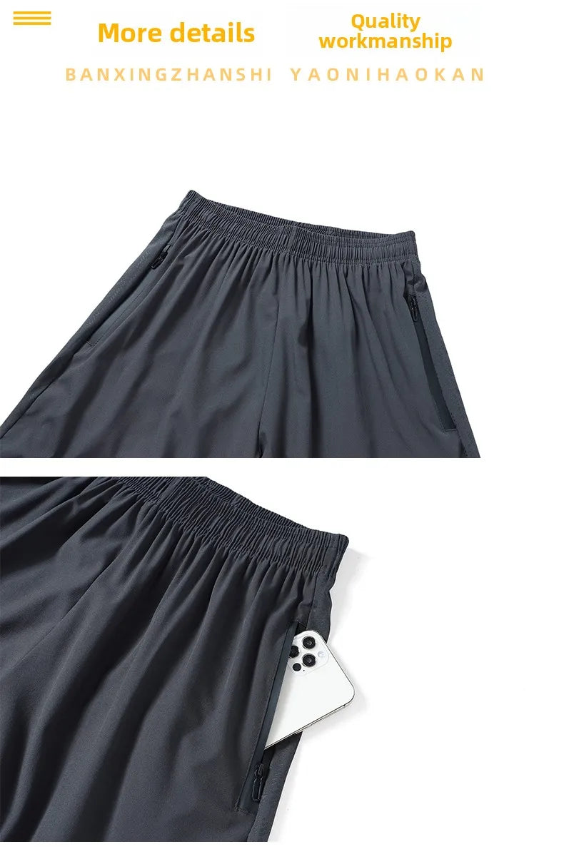 Men s shorts  outdoor casual and fashionable five quarter pants sports breathable men s loose straight leg elastic waist shorts