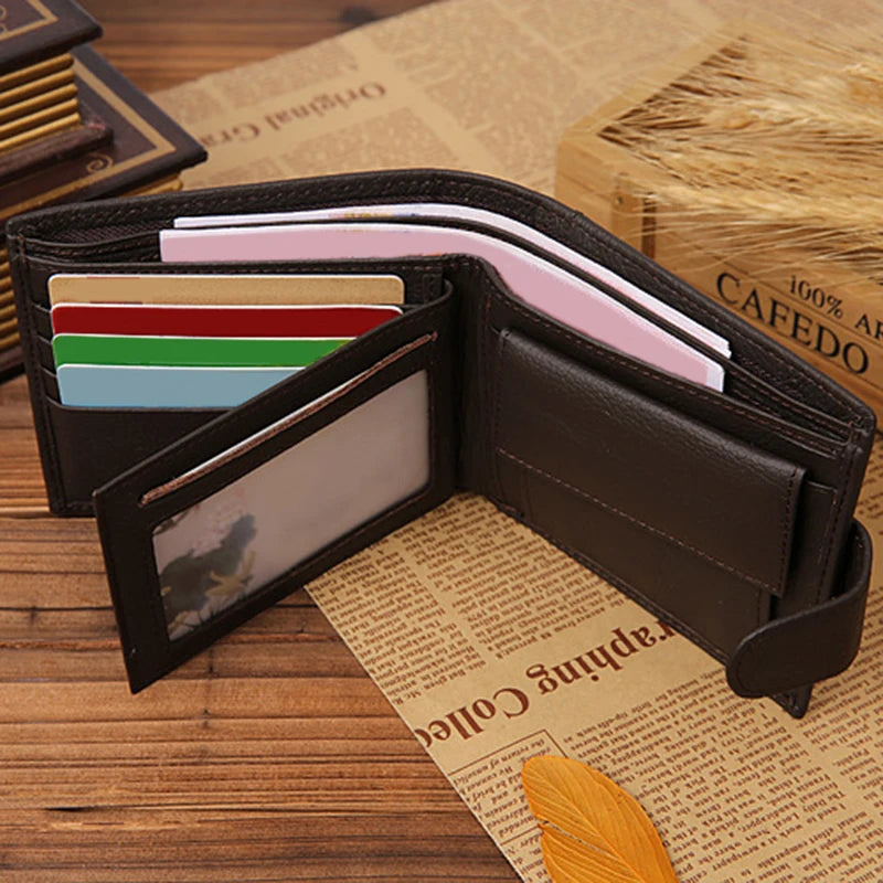 Genuine Leather Men Wallets Cow Leather Solid Sample Style Zipper Purse Man Card Horders Famous Brand High Quality Male Wallet