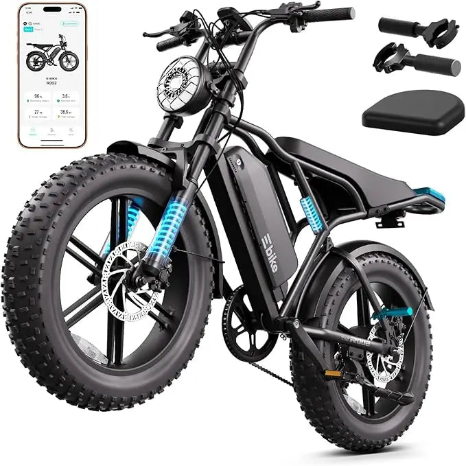 Electric Bike for Adults, 1500W Peak Motor Ebike, 20" x 4.0" Fat Tire E Bike, 48V 15Ah Removable Battery,Customized